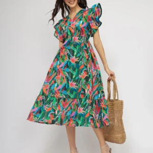 Cotton Floral Midi Dress